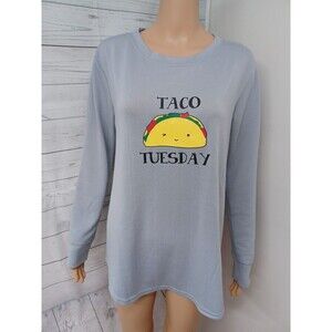 Franky & Johnny Taco Tuesday Gray Shirt Long Sleeve Size M NWT